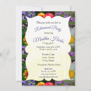 Invitation de fête de retraite florale violette