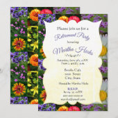 Invitation de fête de retraite florale violette (Devant / Derrière)