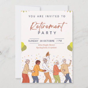 Invitation de fête de retraite joyeuse et colorée 