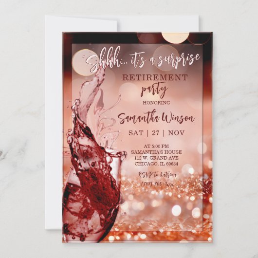 Invitation de fête de retraite surprise Rose Gold (Devant)