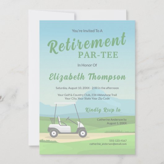 Invitation de fête de retraite verte sur le thème (Devant)