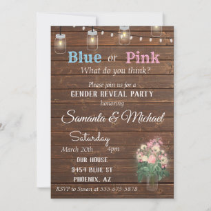 Invitation de fête de révélation de genre Bois Lum