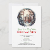 Invitation de fête de scène de Noël à l'aquarelle (Devant)