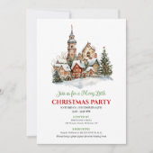 Invitation de fête de scène de Noël à l'aquarelle (Devant)