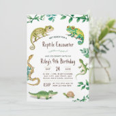 Invitation de fête de serpent d'anniversaire de re (Debout devant)