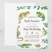Invitation de fête de serpent d'anniversaire de re (Devant / Derrière)