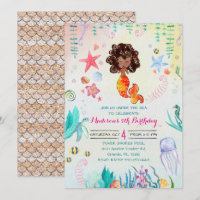 Invitation de fête de sirène afro-américaine