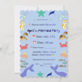 Invitation de fête de sirène de style sous-marin m (Devant)