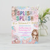 Invitation de fête de sirène Glitter Sequin Splish (Debout devant)
