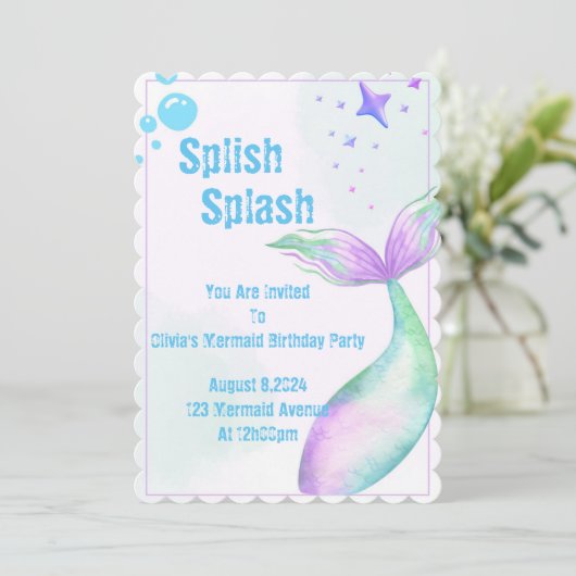 Invitation de fête de sirène pour filles (Debout devant)