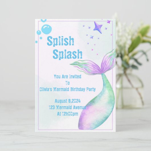 Invitation de fête de sirène pour filles (Debout devant)