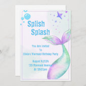 Invitation de fête de sirène pour filles (Devant / Derrière)