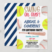 Invitation de fête de softball et de baseball (Devant / Derrière)