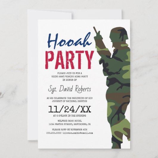 Invitation de fête de soldat militaire (Devant)