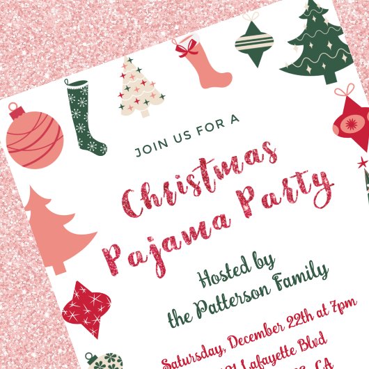 Invitation de fête de sommeil adulte rose vert