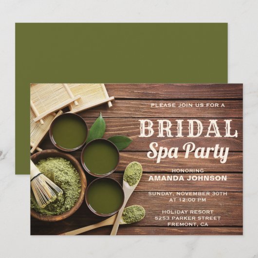 Invitation de fête de spa vert pour une douche de (Devant / Derrière)