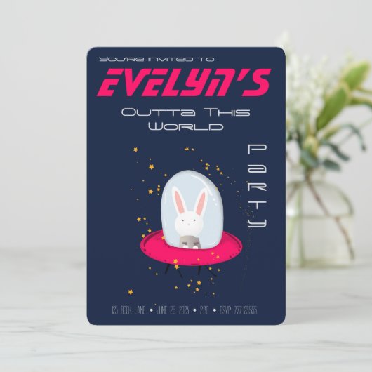 Invitation de fête de Space Bunny  (Debout devant)