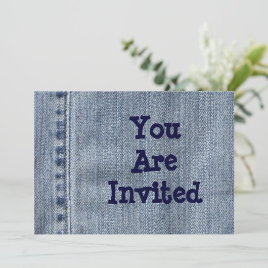 Invitation de fête de style occidental en denim (Debout devant)