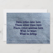 Invitation de fête de style occidental en denim (Dos)