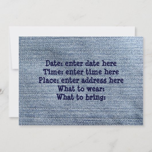 Invitation de fête de style occidental en denim (Dos)
