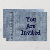 Invitation de fête de style occidental en denim (Devant / Derrière)