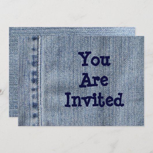 Invitation de fête de style occidental en denim (Devant / Derrière)