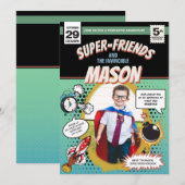 Invitation de fête de super-héros dans le style d' (Devant / Derrière)