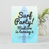 Invitation de fête de surf sur la plage ombre bleu (Debout devant)