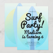 Invitation de fête de surf sur la plage ombre bleu (Devant / Derrière)