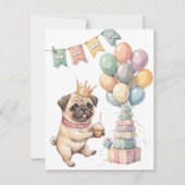 Invitation de fête de téléchargement numérique Pug (Devant)