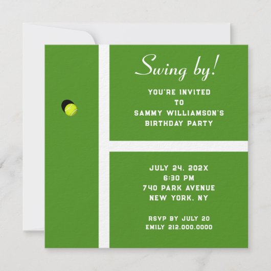 Invitation de fête de tennis créative (Devant)