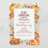 Invitation de fête de Thanksgiving à l'aquarelle (Devant)