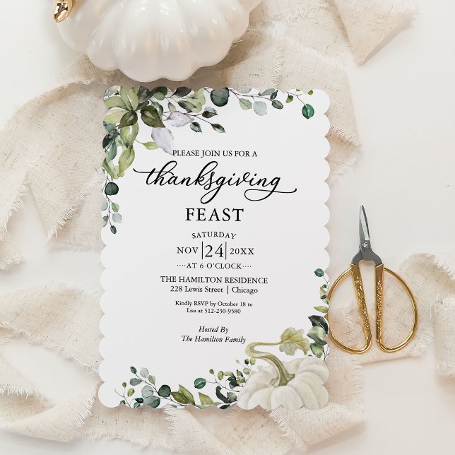 Invitation de fête de Thanksgiving Citrouille Vert (Créateur téléchargé)