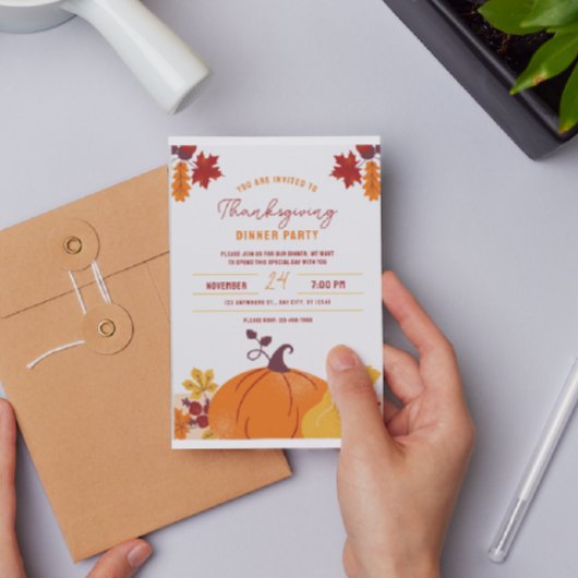 Invitation de fête de Thanksgiving pour dîner avec