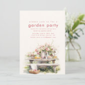 Invitation de fête de thé au jardin aquarelle (Debout devant)