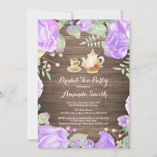 Invitation de fête de thé de douche de mariée rust (Devant)