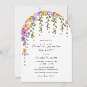 Invitation de fête de thé de mariage chic jardin f