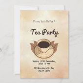 Invitation de fête de thé esthétique marron (Devant)