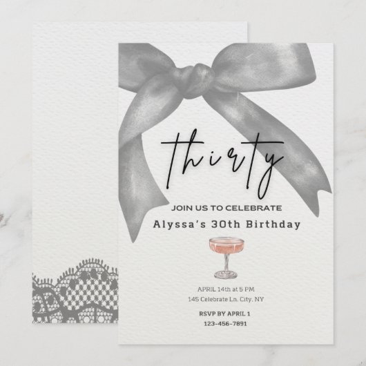 Invitation de fête de trente ans (Devant / Derrière)