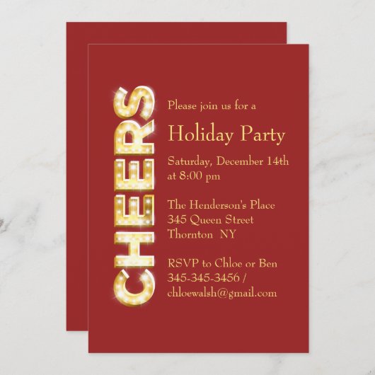 Invitation de fête de vacances (Devant / Derrière)