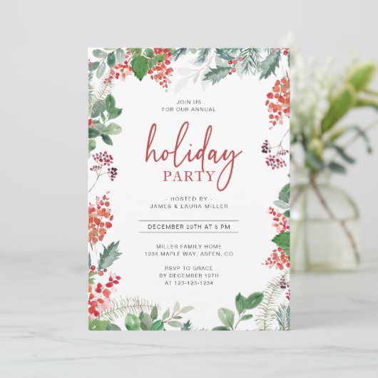 Invitation de fête de vacances botanique (Debout devant)