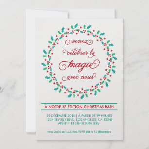 Invitation de fête de vacances de guirlande de gui