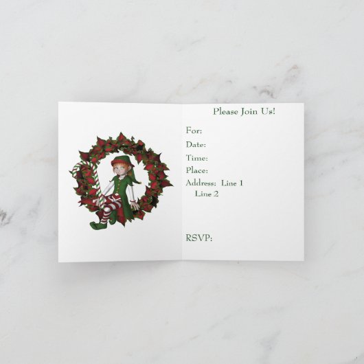 Invitation de fête de vacances de Noël d'Elf de (Intérieur)