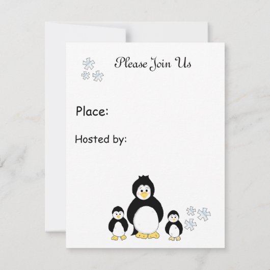 Invitation de fête de vacances de Penguin (Dos)