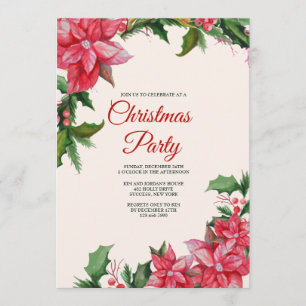 Invitation de fête de vacances de poinsettia