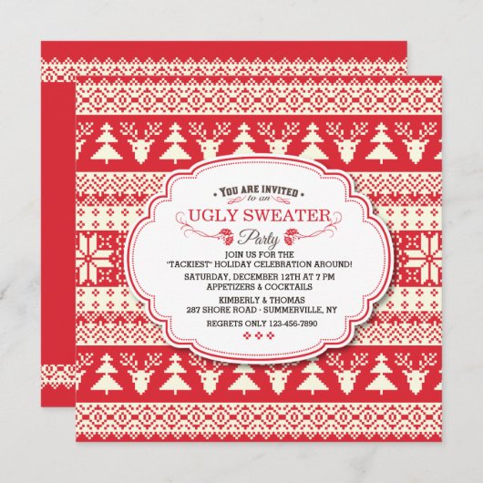 Invitation de fête de vacances de Sweater (Devant / Derrière)