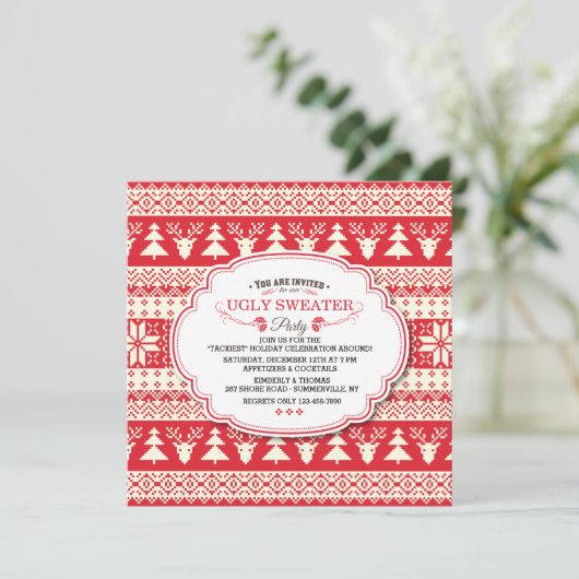 Invitation de fête de vacances de Sweater (Debout devant)