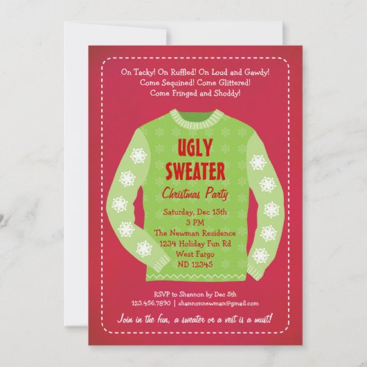 Invitation de fête de vacances de Sweater (Devant)