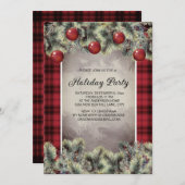 Invitation de fête de vacances en carreaux de buff (Devant / Derrière)