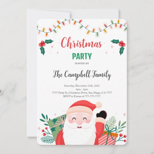 Invitation de fête de vacances modifiable (Devant)
